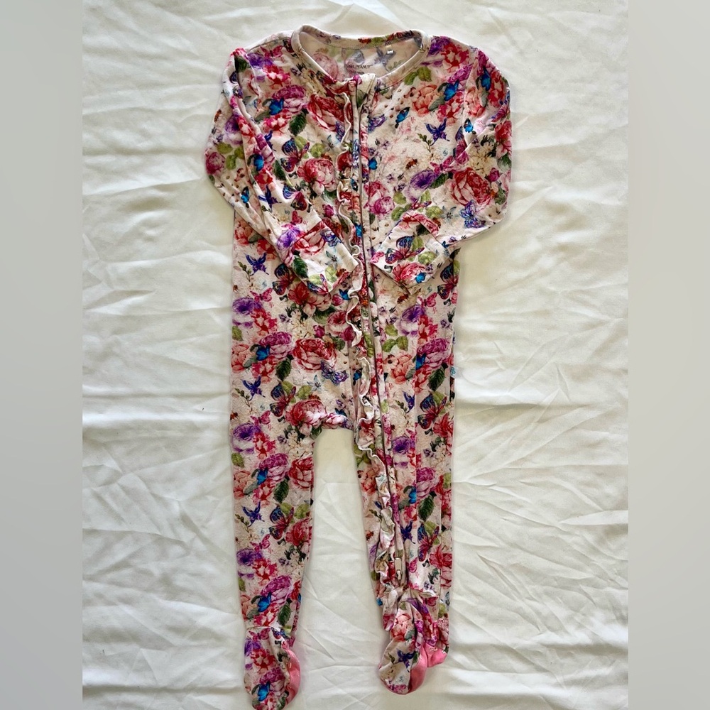 Posh Peanut Floral Butterfly Long Sleeve Romper